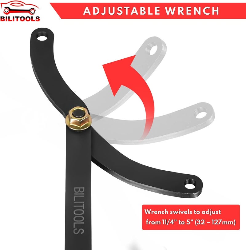 BILITOOLS 15PCS Universal Pulley Holder Tool Kit, 1/2-inch drive ratchet Adjustable Spanner Wrench with Variable Pins 3.5mm, 4mm, 4.5mm, 5mm, 6mm, 6.5mm and 10mm fits Camshaft pulleys. - Image 3